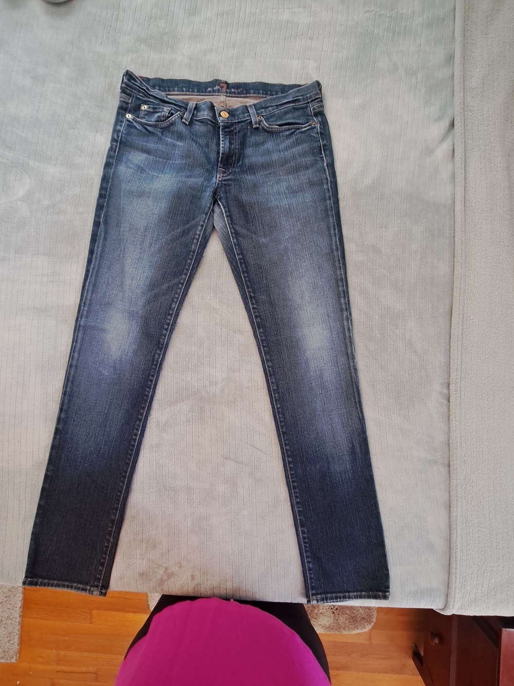7 For All Mankind Women's Washed Blue Skinny Jeans